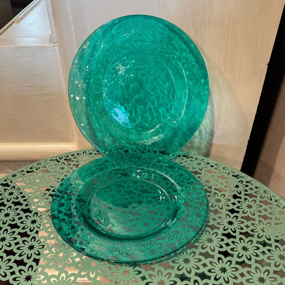 Set of two Williams Sonoma dessert plates. Translucent Teal.